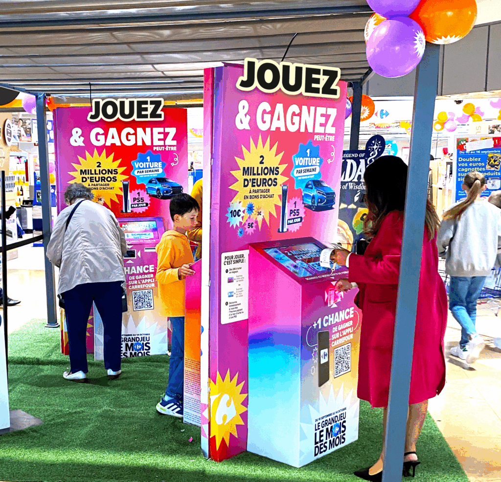 Borne d’animation interactive et digitale marketing permettant de collecter des données clients, générer des leads qualifiés et optimiser vos stratégies marketing.