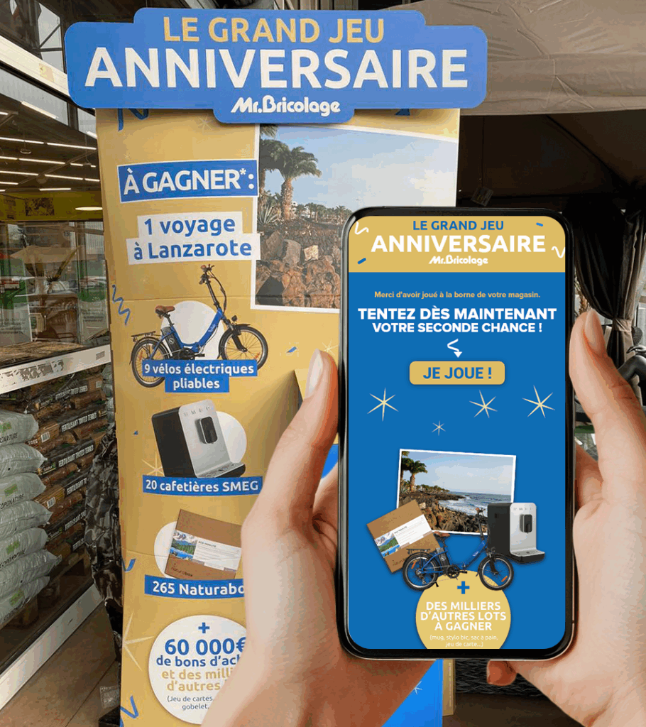 Borne d’animation interactive et digitale marketing permettant de collecter des données clients, générer des leads qualifiés et optimiser vos stratégies marketing.