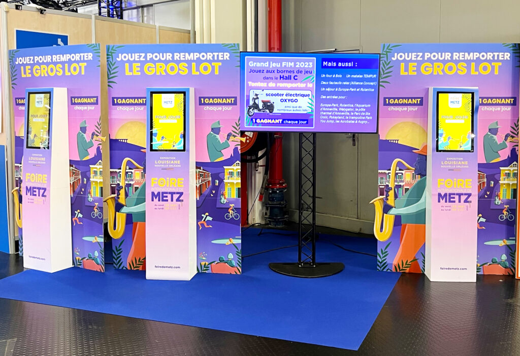 Borne d’animation interactive et digitale marketing permettant de collecter des données clients, générer des leads qualifiés et optimiser vos stratégies marketing.