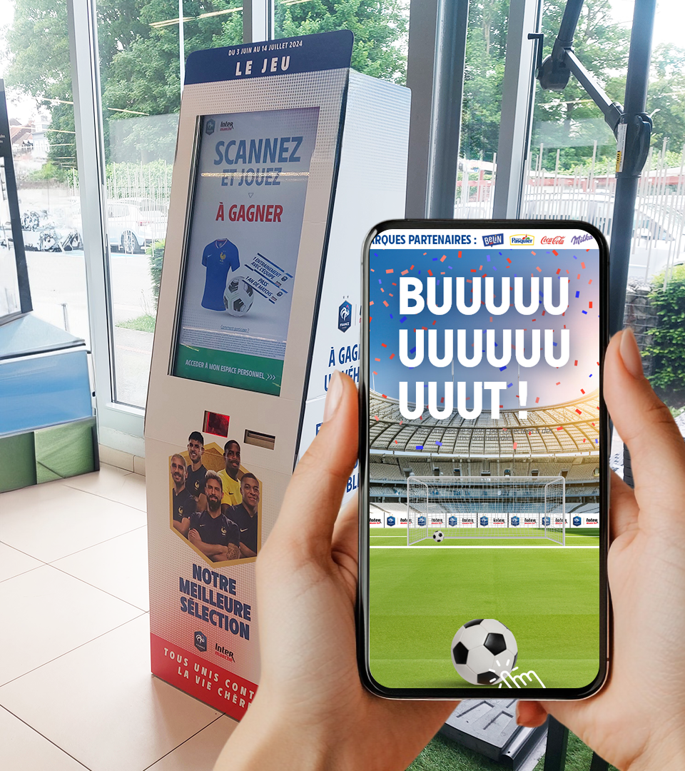 Borne d’animation interactive et digitale marketing permettant de collecter des données clients, générer des leads qualifiés et optimiser vos stratégies marketing.