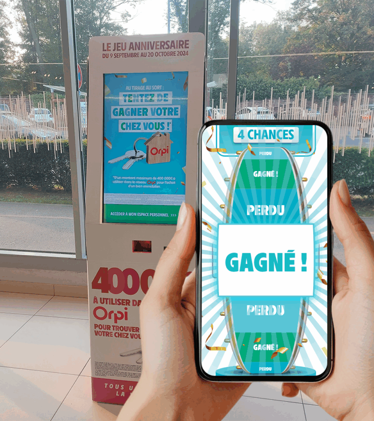 Borne d’animation interactive et digitale marketing permettant de collecter des données clients, générer des leads qualifiés et optimiser vos stratégies marketing.