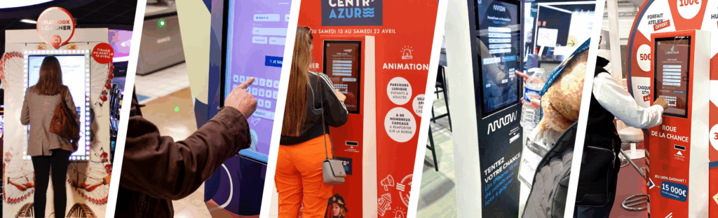 Borne d’animation interactive et digitale marketing permettant de collecter des données clients, générer des leads qualifiés et optimiser vos stratégies marketing.