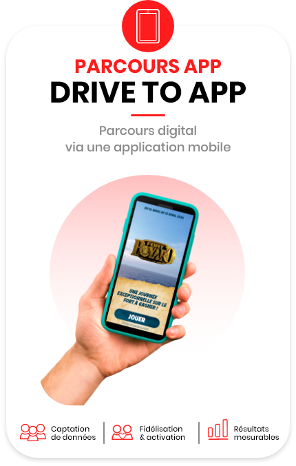 Parcours Drive to App&nbsp;: jeu marketing sur application mobile pour fidéliser les clients et collecter des données.