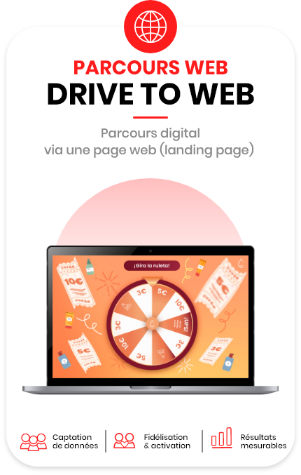 Parcours Drive to Web&nbsp;: jeu concours sur landing page pour générer des leads, collecter des données et engager les clients.