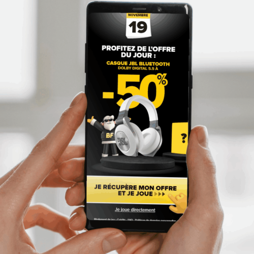 Location borne de jeu concours magasin Développement de jeux marketing : roue de la fortune, quiz, instant gagnant, tirage au sort, jackpot et scoring. Solutions logicielles gamifiées pour opérations marketing omnicanales.
